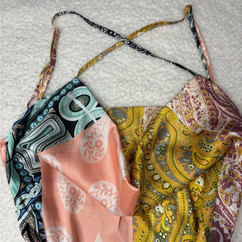 Missguided Women Multicolor Paisley Cowl Neck Cami Mini Dress - Picture 5 of 9